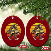 Funny Bigfoot School Bus Lover Ceramic Ornament Sasquatch Back To School Vintage Gift
