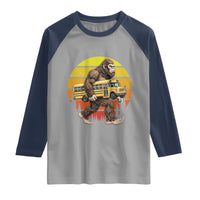Funny Bigfoot School Bus Lover Raglan Shirt Sasquatch Back To School Vintage Gift