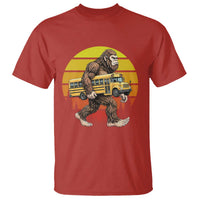 Funny Bigfoot School Bus Lover T Shirt Sasquatch Back To School Vintage Gift