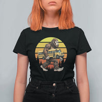 Funny Bigfoot School Bus Lover T Shirt For Women Sasquatch Back To School Vintage Gift