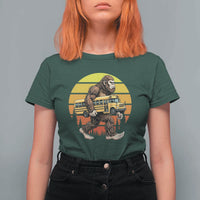 Funny Bigfoot School Bus Lover T Shirt For Women Sasquatch Back To School Vintage Gift