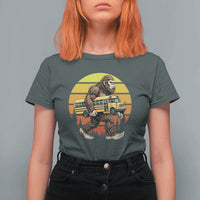 Funny Bigfoot School Bus Lover T Shirt For Women Sasquatch Back To School Vintage Gift