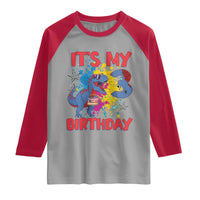 Dino Spider Its My 3rd Birthday Raglan Shirt Dinosaur Gift For Boys