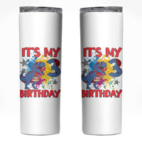 Dino Spider Its My 3rd Birthday Skinny Tumbler Dinosaur Gift For Boys