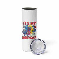 Dino Spider Its My 3rd Birthday Skinny Tumbler Dinosaur Gift For Boys