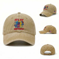 Dino Spider Its My 3rd Birthday Washed Cotton Baseball Cap Dinosaur Gift For Boys