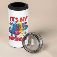 Dino Spider Its My 5th Birthday 4 in 1 Can Cooler Tumbler Dinosaur Gift For Boys