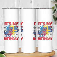 Dino Spider Its My 5th Birthday Skinny Tumbler Dinosaur Gift For Boys