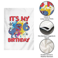 Dino Spider Its My 6th Birthday Garden Flag Dinosaur Gift For Boys