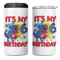 Dino Spider Its My 6th Birthday 4 in 1 Can Cooler Tumbler Dinosaur Gift For Boys