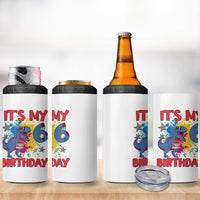 Dino Spider Its My 6th Birthday 4 in 1 Can Cooler Tumbler Dinosaur Gift For Boys