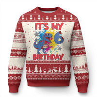Dino Spider Its My 6th Birthday Ugly Christmas Sweater Dinosaur Gift For Boys