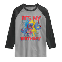 Dino Spider Its My 6th Birthday Raglan Shirt Dinosaur Gift For Boys