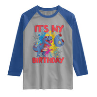 Dino Spider Its My 6th Birthday Raglan Shirt Dinosaur Gift For Boys