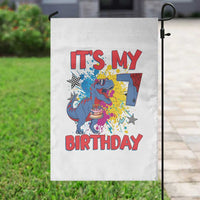 Dino Spider Its My 7th Birthday Garden Flag Dinosaur Gift For Boys