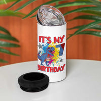 Dino Spider Its My 7th Birthday 4 in 1 Can Cooler Tumbler Dinosaur Gift For Boys