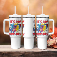 Dino Spider Its My 7th Birthday Tumbler With Handle Dinosaur Gift For Boys