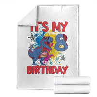 Dino Spider Its My 8th Birthday Throw Blanket Dinosaur Gift For Boys