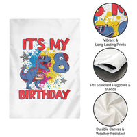Dino Spider Its My 8th Birthday Garden Flag Dinosaur Gift For Boys