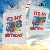 Dino Spider Its My 8th Birthday Garden Flag Dinosaur Gift For Boys