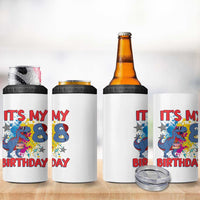 Dino Spider Its My 8th Birthday 4 in 1 Can Cooler Tumbler Dinosaur Gift For Boys