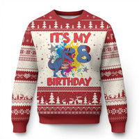 Dino Spider Its My 8th Birthday Ugly Christmas Sweater Dinosaur Gift For Boys