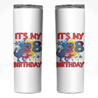 Dino Spider Its My 8th Birthday Skinny Tumbler Dinosaur Gift For Boys