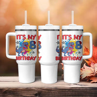 Dino Spider Its My 8th Birthday Tumbler With Handle Dinosaur Gift For Boys