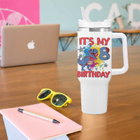 Dino Spider Its My 8th Birthday Tumbler With Handle Dinosaur Gift For Boys
