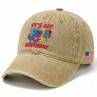 Dino Spider Its My 8th Birthday Washed Cotton Baseball Cap Dinosaur Gift For Boys