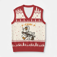 F Caw F Goose With Gun V-Neck Knit Sweater Vest Funny Rebellious Gift - Wonder Print Shop