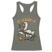 F Caw F Goose With Gun Racerback Tank Top Funny Rebellious Gift - Wonder Print Shop