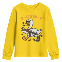F Caw F Goose With Gun Youth Sweatshirt Funny Rebellious Gift - Wonder Print Shop