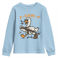 F Caw F Goose With Gun Youth Sweatshirt Funny Rebellious Gift - Wonder Print Shop