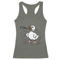 F Caw F Grumpy Goose Racerback Tank Top Funny Attitude Meme Gift - Wonder Print Shop
