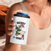 Merry F Caw F Goose 4 in 1 Can Cooler Tumbler Funny Christmas Gift - Wonder Print Shop