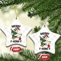 Merry F Caw F Goose Ceramic Ornament Funny Xmas Gift - Wonder Print Shop