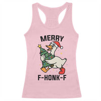 Merry F Caw F Goose Racerback Tank Top Funny Christmas Gift - Wonder Print Shop
