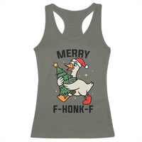Merry F Caw F Goose Racerback Tank Top Funny Christmas Gift - Wonder Print Shop