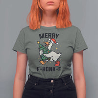 Merry F Caw F Goose T Shirt For Women Funny Christmas Gift - Wonder Print Shop
