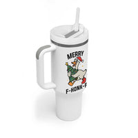 Merry F Caw F Goose Tumbler With Handle Funny Christmas Gift - Wonder Print Shop