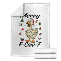 Merry F Caw F Goose Throw Blanket Funny Rebellious Christmas Gift - Wonder Print Shop