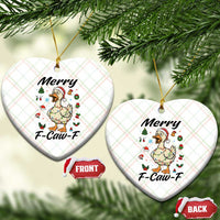 Merry F Caw F Goose Ceramic Ornament Funny Rebellious Xmas Gift - Wonder Print Shop