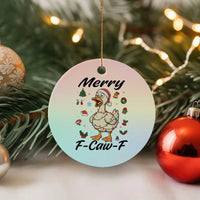 Merry F Caw F Goose Ceramic Ornament Funny Rebellious Xmas Gift - Wonder Print Shop