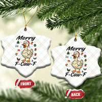 Merry F Caw F Goose Ceramic Ornament Funny Rebellious Xmas Gift - Wonder Print Shop