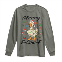 Merry F Caw F Goose Long Sleeve Shirt Funny Rebellious Christmas Gift - Wonder Print Shop