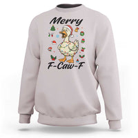 Merry F Caw F Goose Sweatshirt Funny Rebellious Christmas Gift - Wonder Print Shop