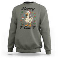Merry F Caw F Goose Sweatshirt Funny Rebellious Christmas Gift - Wonder Print Shop
