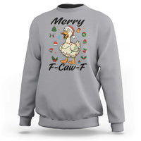 Merry F Caw F Goose Sweatshirt Funny Rebellious Christmas Gift - Wonder Print Shop