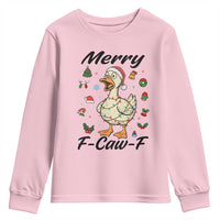 Merry F Caw F Goose Youth Sweatshirt Funny Rebellious Christmas Gift - Wonder Print Shop